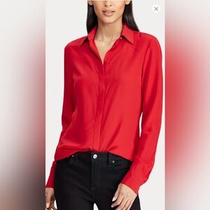 Ann Taylor Vintage  Red Top/ Blouse/ Casual Top Size L/P Button down